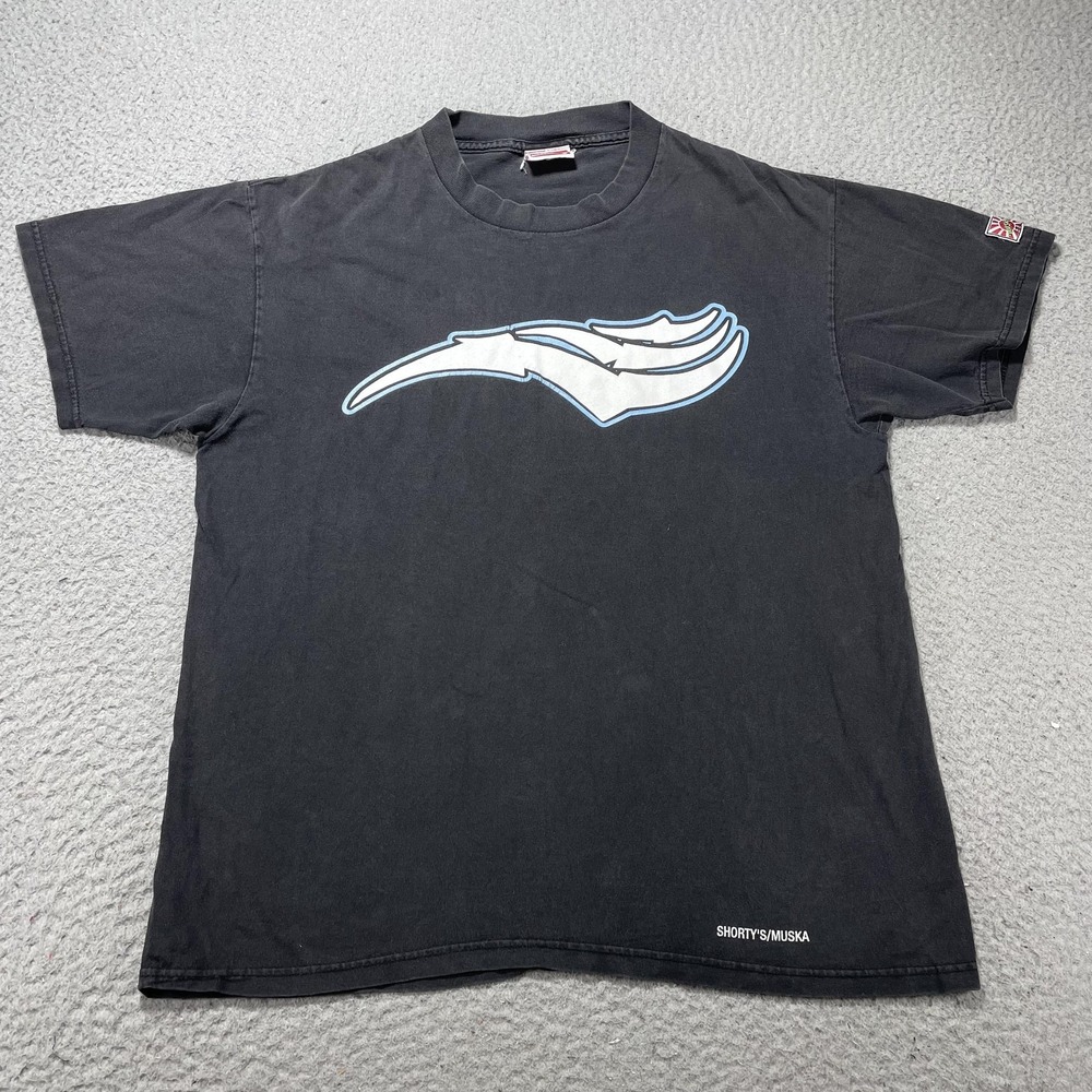 Vintage Shorty's Muska T Shirt Mens Large Black Logo Graphic Skateboard Tee